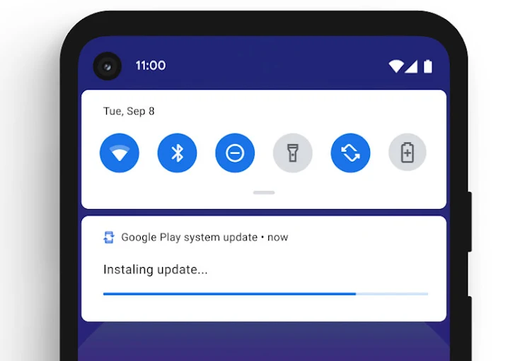 Android Play Store update module for security patches